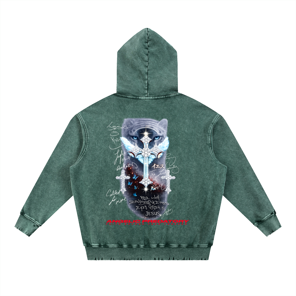 Snow Wash Hand-Frayed Heavyweight  Hoodie