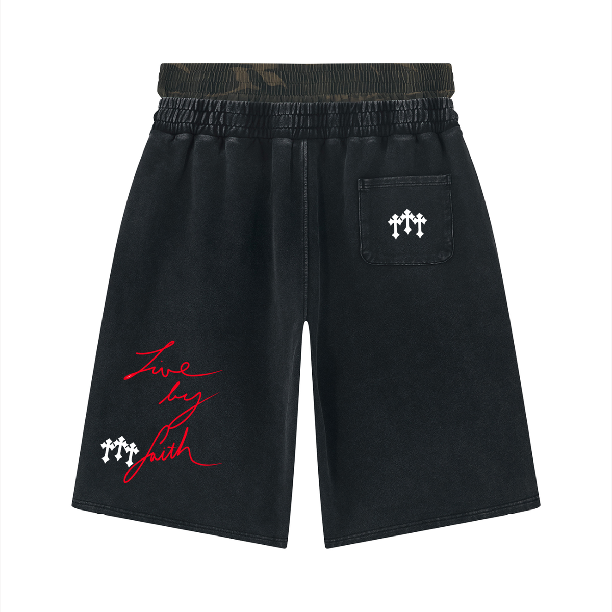 Unisex Vintage Wash Distressed Wide Leg Shorts