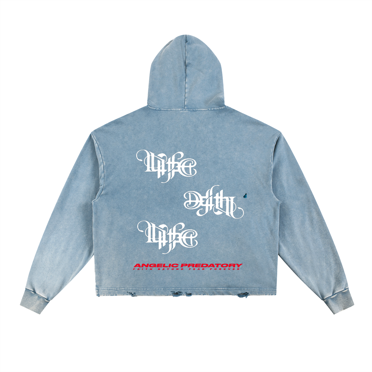 Vintage Washed Frayed-Hem Hoodie