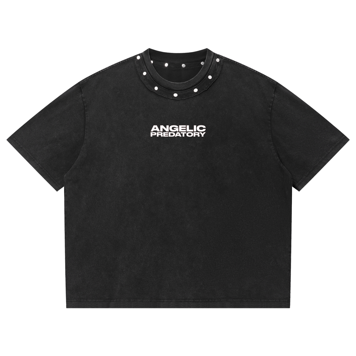 Unisex Washed Boxy Studded T-Shirt
