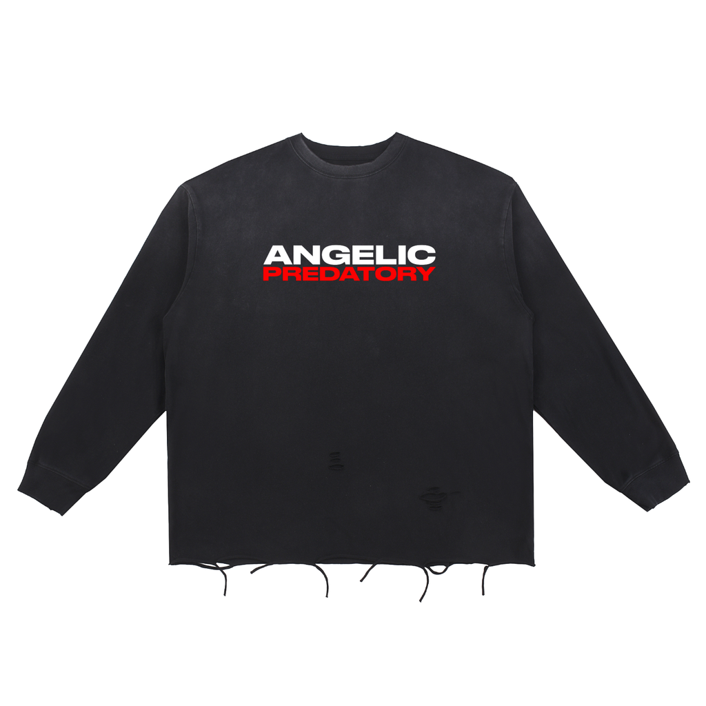 Snow Wash Raw Edge Cotton T-Shirt
