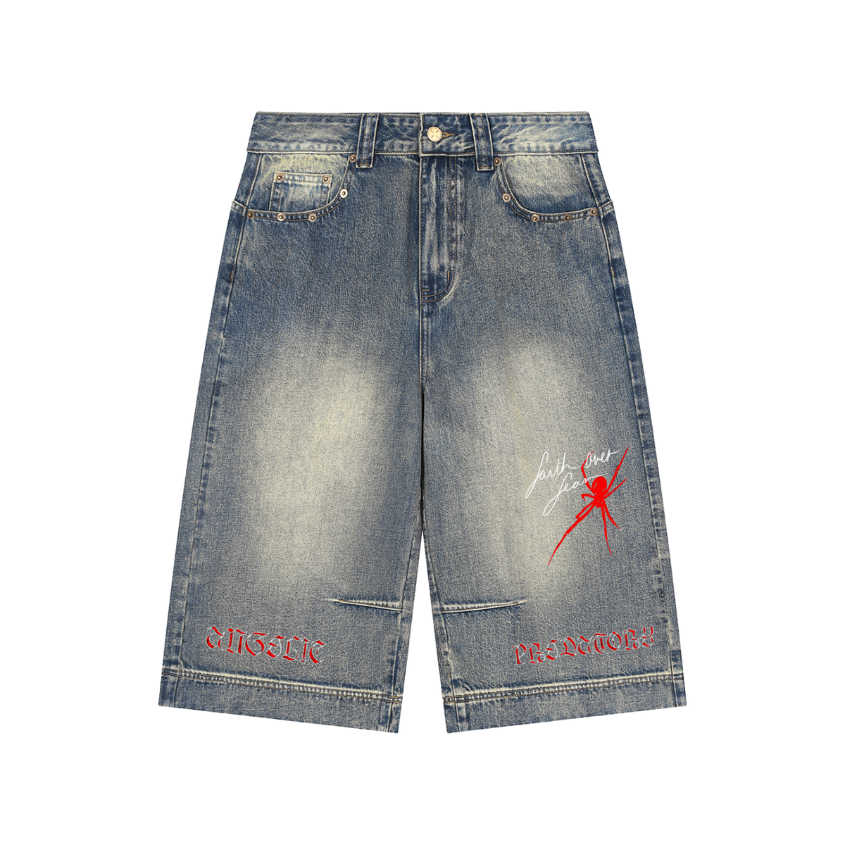 Vintage Wash Baggy Denim Shorts