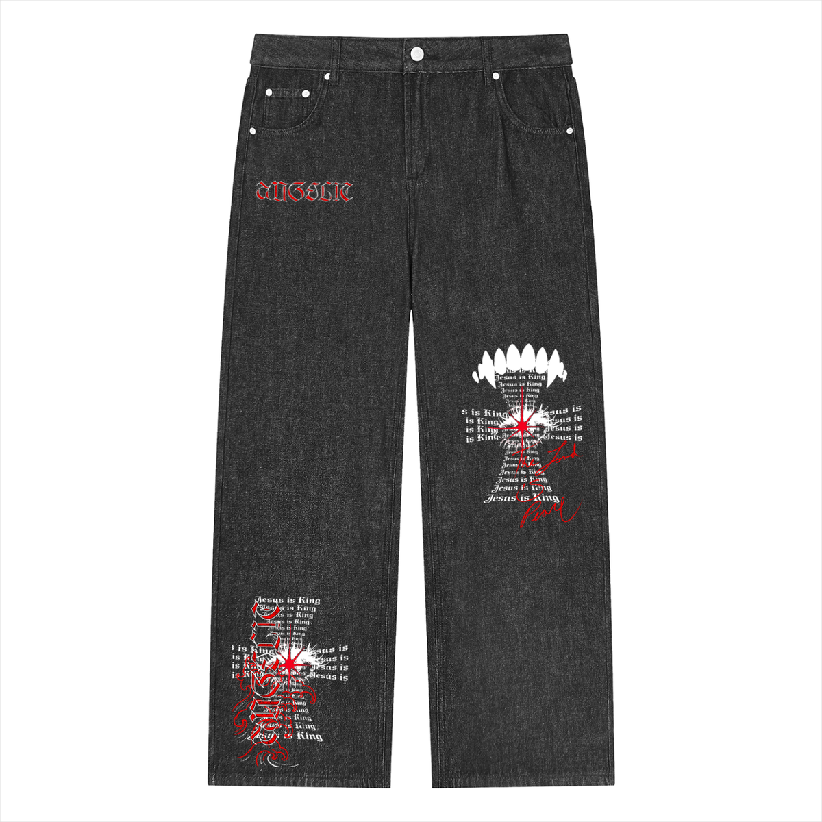 Unisex Vintage Wash Straight Leg Jeans