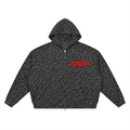 Unisex Leopard Print Waffle Full Zip Hoodie