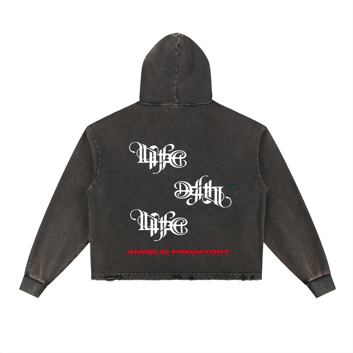 Vintage Washed Frayed-Hem Hoodie