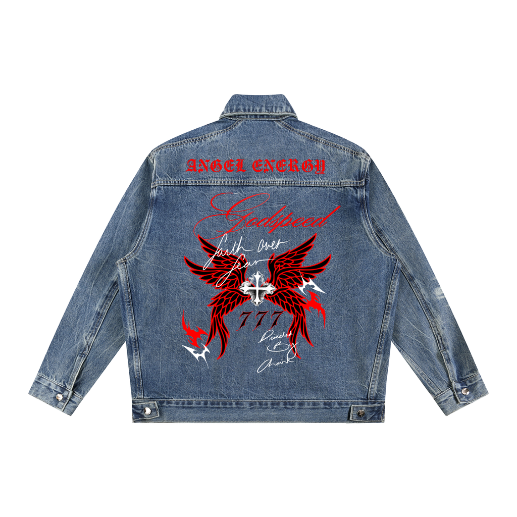 Vintage Wash Zip Up Denim Jacket