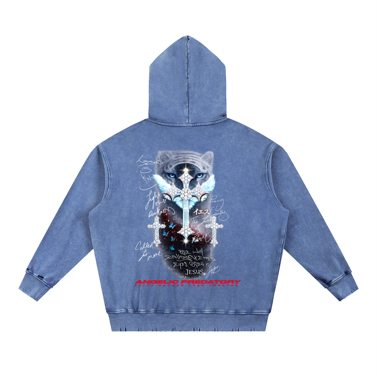Snow Wash Hand-Frayed Heavyweight  Hoodie