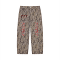 Unisex Vintage Wash Leopard Wide Leg Jeans