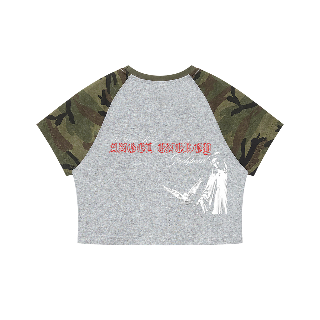 Women’s Camo Raglan Crop T-Shirt