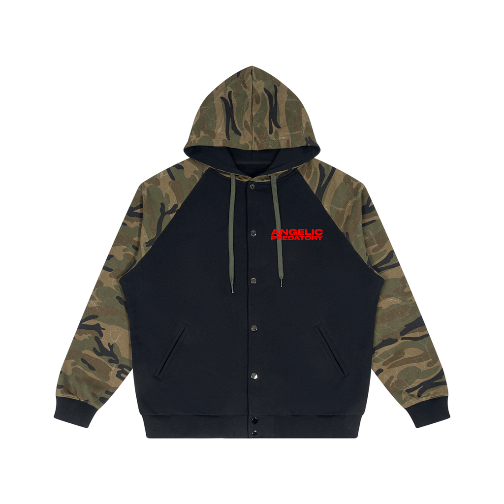 Unisex Camo-Splice Raglan Zip Hoodie