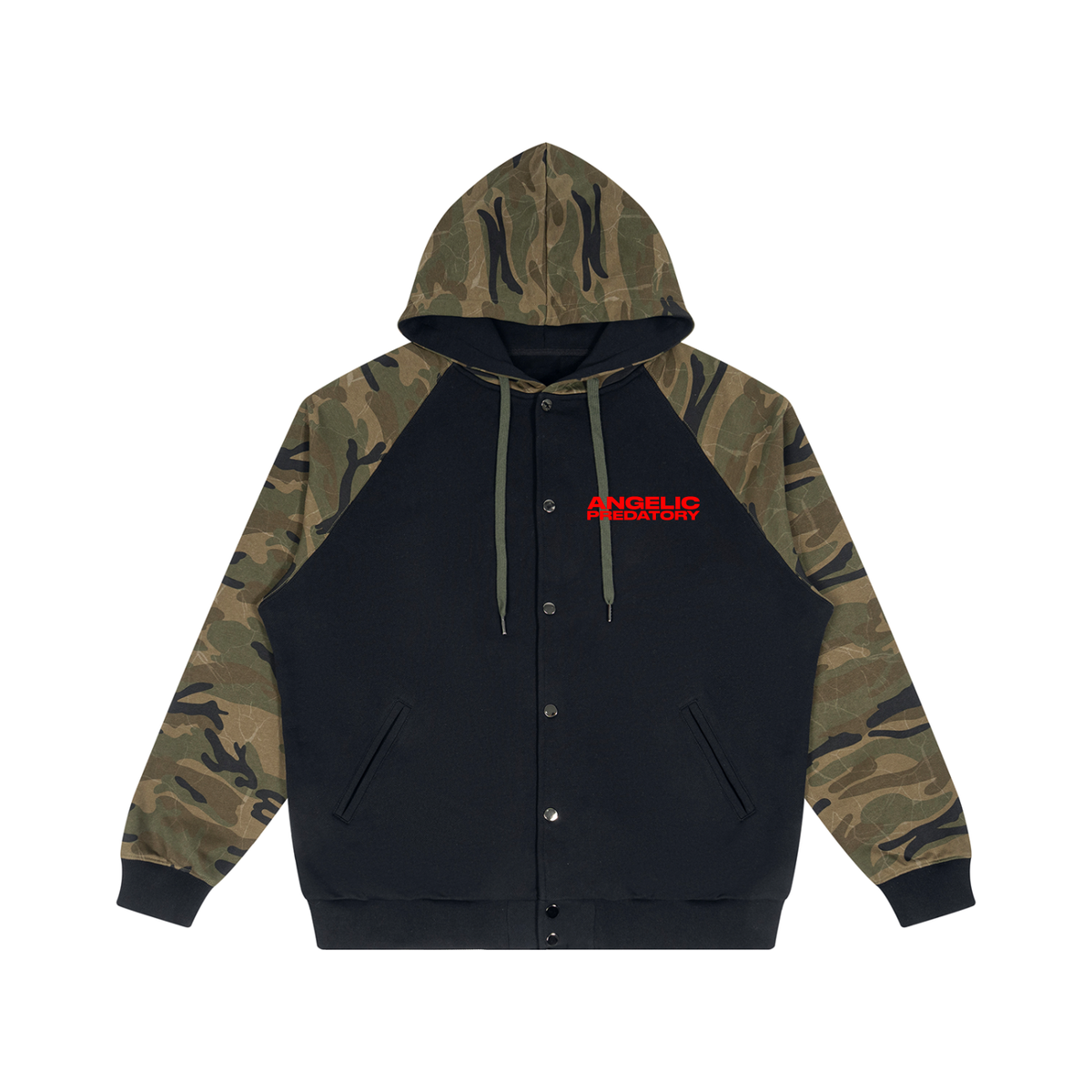 Unisex Camo-Splice Raglan Zip Hoodie