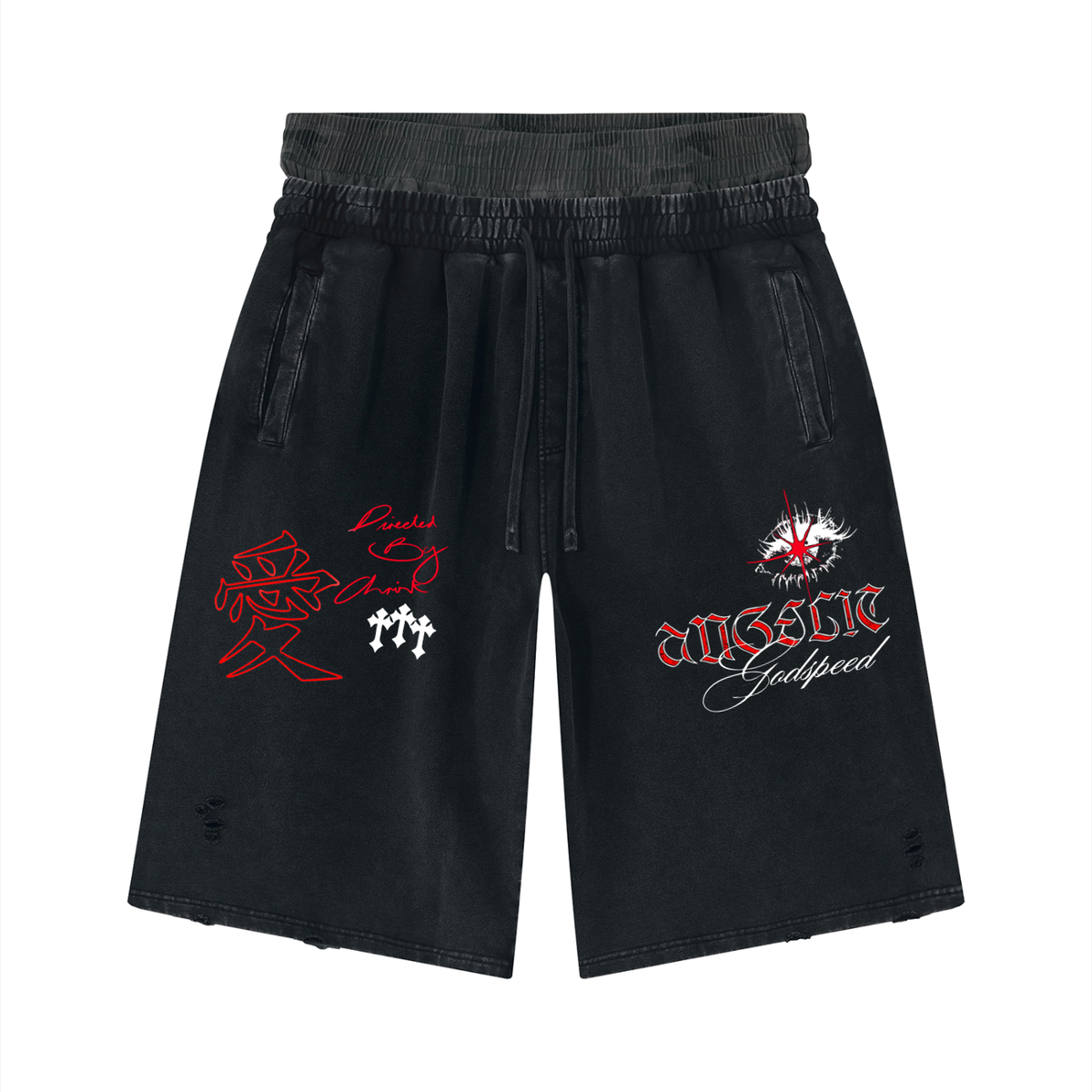 Unisex Vintage Wash Distressed Wide Leg Shorts